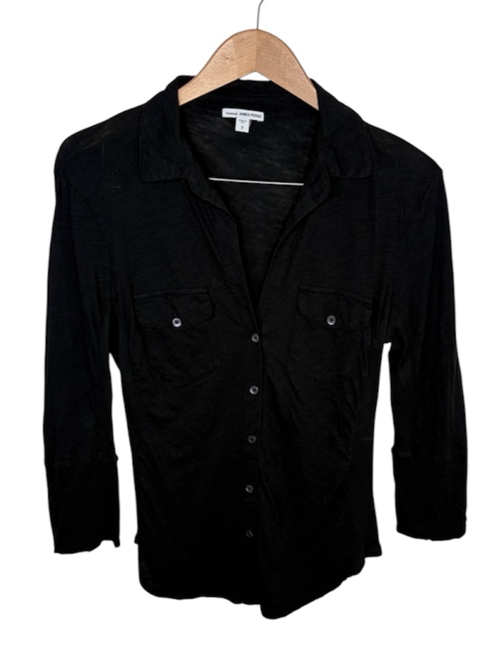Standard James Perse Black Button Up Long Sleeve Top Women Size 3 / L